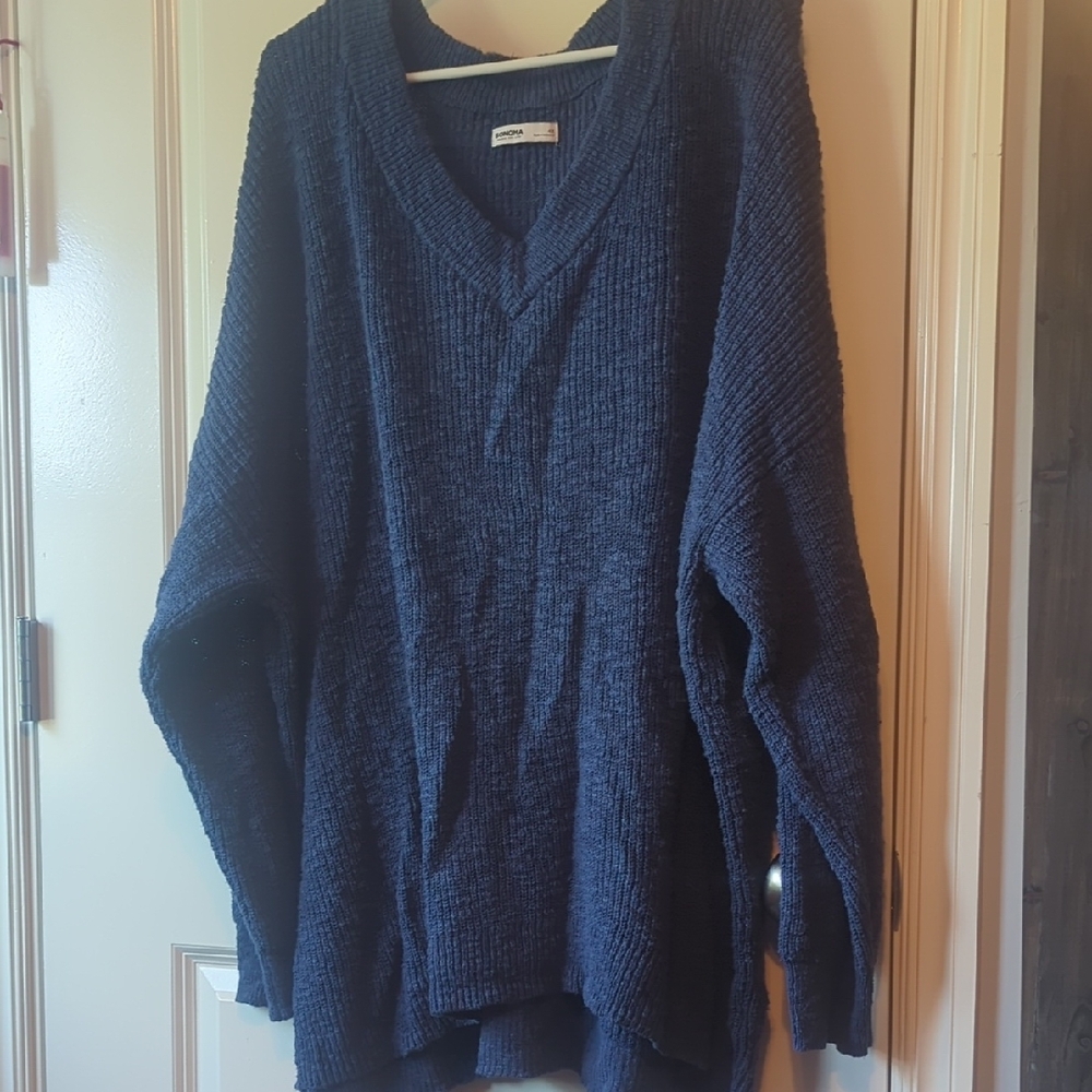 Sonoma Blue V-Neck Sweater Knit Relaxed Fit